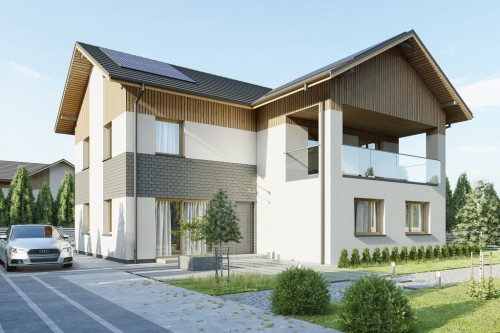 Projekt domu Histrium DM-6799,  jednorodzinny, dwulokalowy z dwoma kondygnacjami nadziemnymi - kolorystyka wersja 2