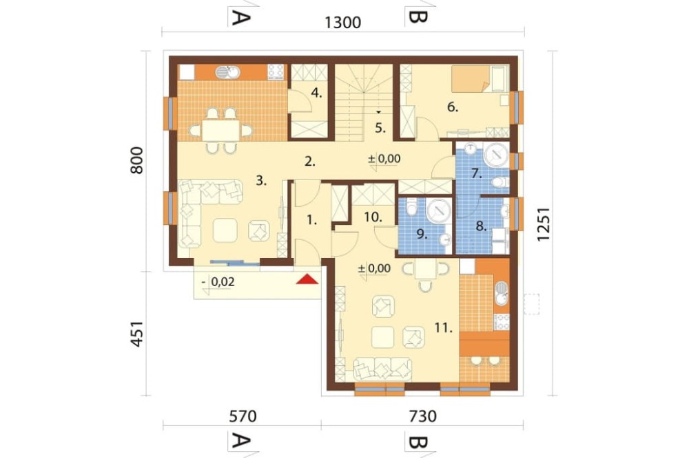 Projekt domu Histrium DM-6799,  jednorodzinny, dwulokalowy z dwoma kondygnacjami nadziemnymi - rzut parteru