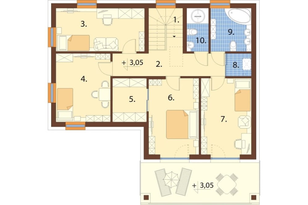 Projekt domu Histrium DM-6799,  jednorodzinny, dwulokalowy z dwoma kondygnacjami nadziemnymi - rzut pierwszego piętra