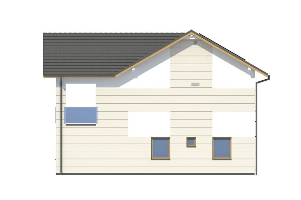 Projekt domu Histrium DM-6799,  jednorodzinny, dwulokalowy z dwoma kondygnacjami nadziemnymi - wizualizacja elewacji prawej