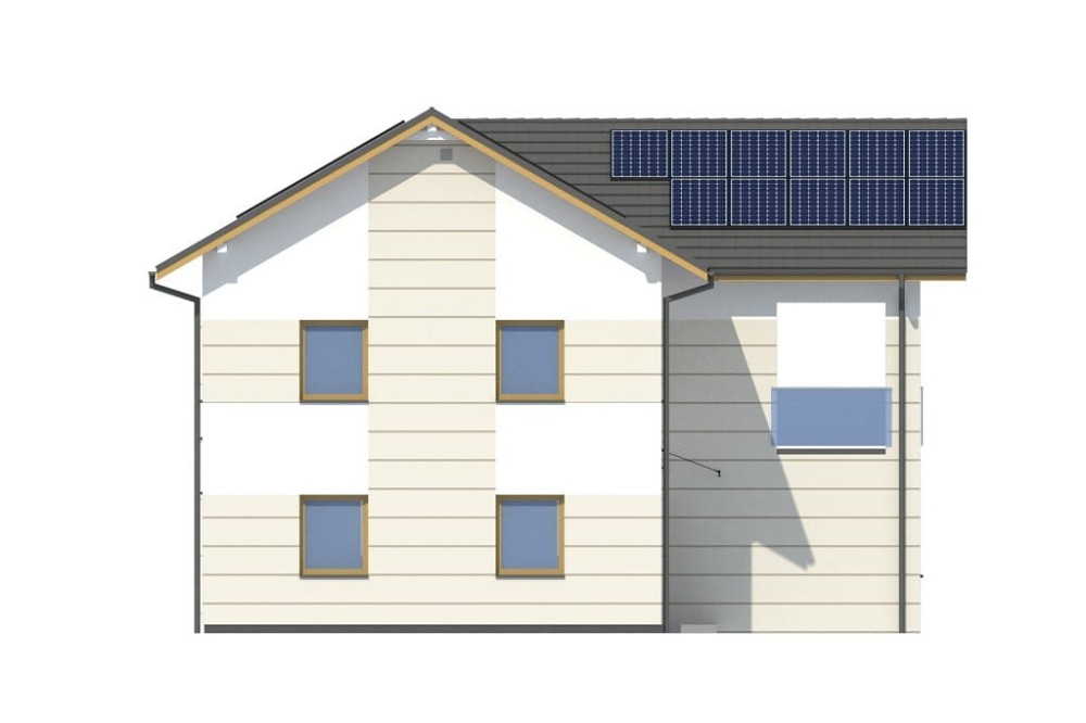 Projekt domu Histrium DM-6799,  jednorodzinny, dwulokalowy z dwoma kondygnacjami nadziemnymi - wizualizacja elewacji lewej
