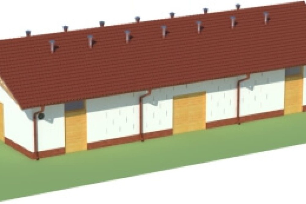 Projekt stajni ZG-73, parterowy, niepodpiwniczony, bez poddasza - model
