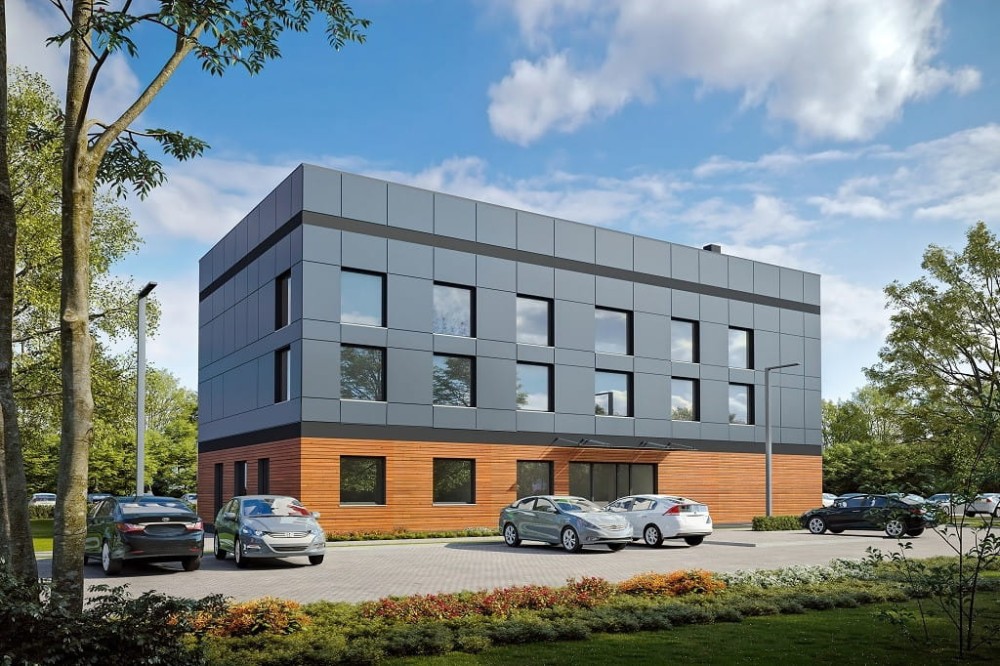 Projekt centrum sportu K-137, dwukondygnacyjny (parter i piętro), bez garażu i piwnicy-kolorystyka wersja 3