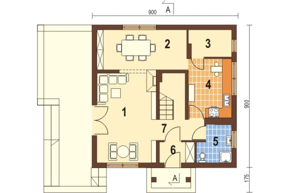 Projekt domu Koźmin DM-5597, parterowy z poddaszem mieszkalnym, bez podpiwniczenia - rzut parteru