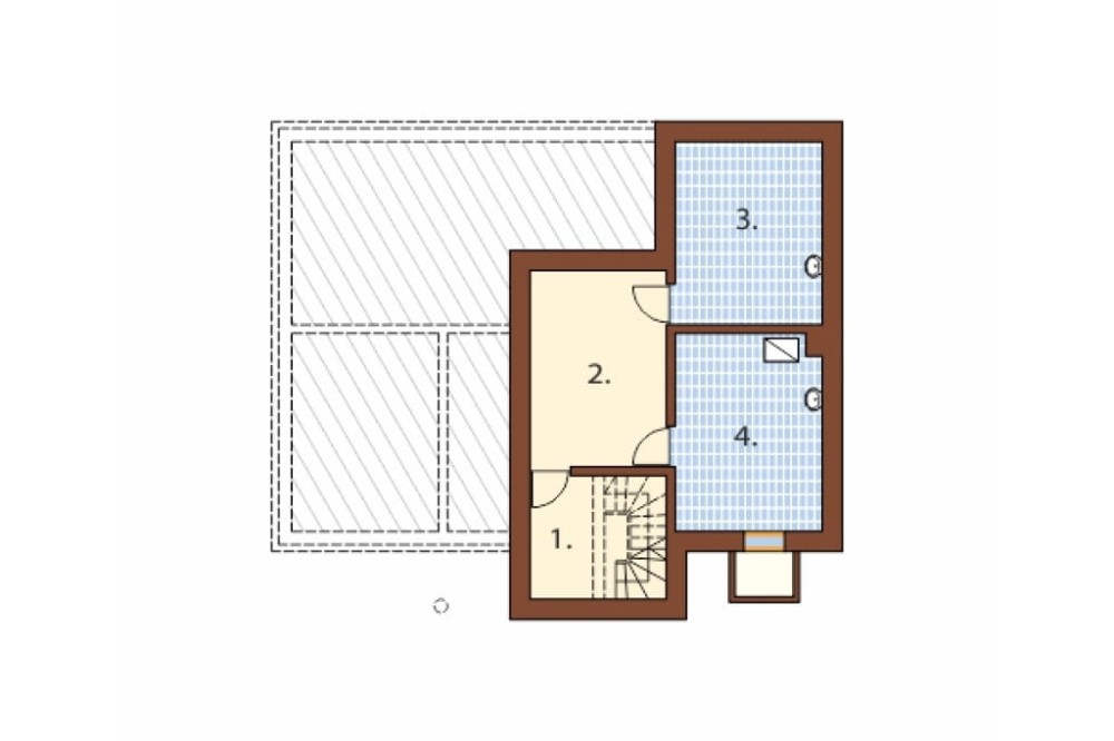 Projekt domu Mielno 2 L-6489, dwurodzinny, parterowy z poddaszem mieszkalnym, częściowo podpiwniczony - rzut piwnicy