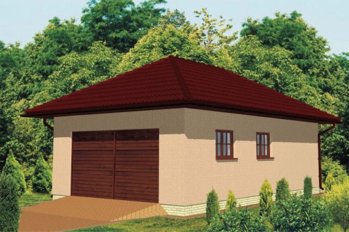 Projekt garażu jednostanowiskowego LZG-32, parterowy, bez podpiwniczenia - kolorystyka wersja 2