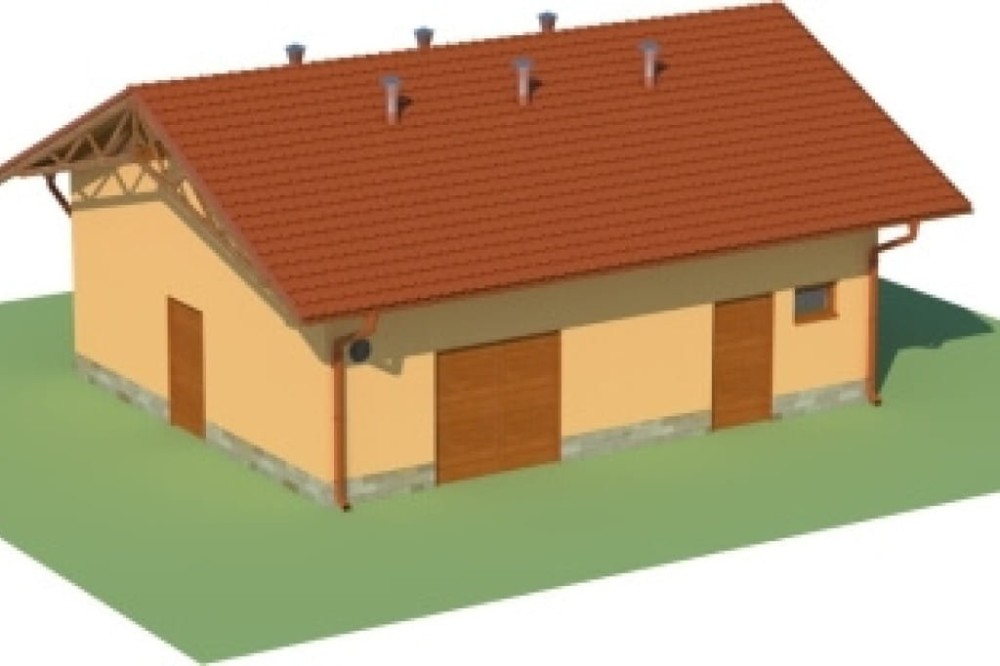 Projekt stajnii LZG-66, parterowy, niepodpiwniczony, bez poddasza - model