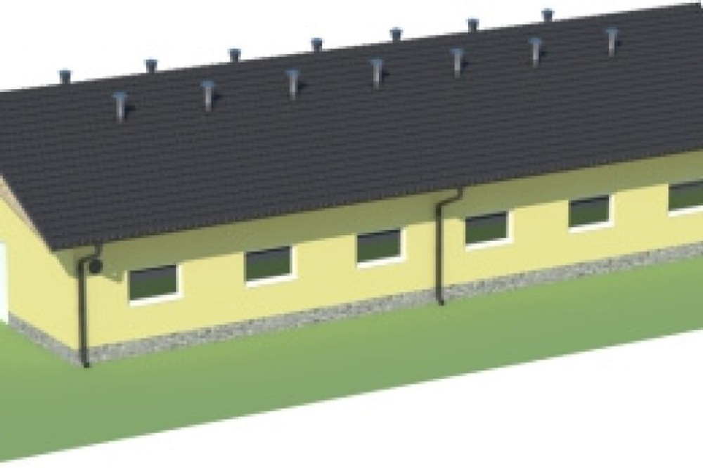 Projekt tuczarni ZG-70, parterowy, niepodpiwniczony, bez poddasza - model