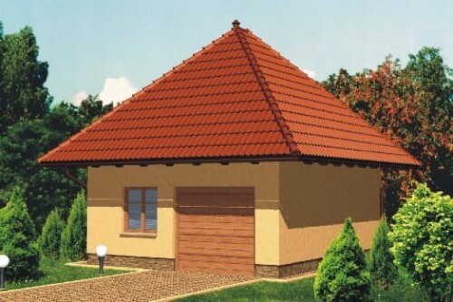 Projekt garażu jednostanowiskowego ZG-44, parterowy, bez podpiwniczenia - kolorystyka wersja 1