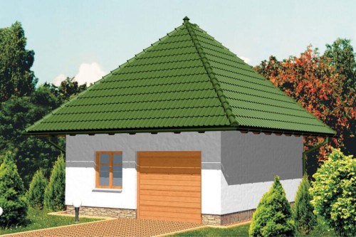 Projekt garażu jednostanowiskowego ZG-44, parterowy, bez podpiwniczenia - kolorystyka wersja 2