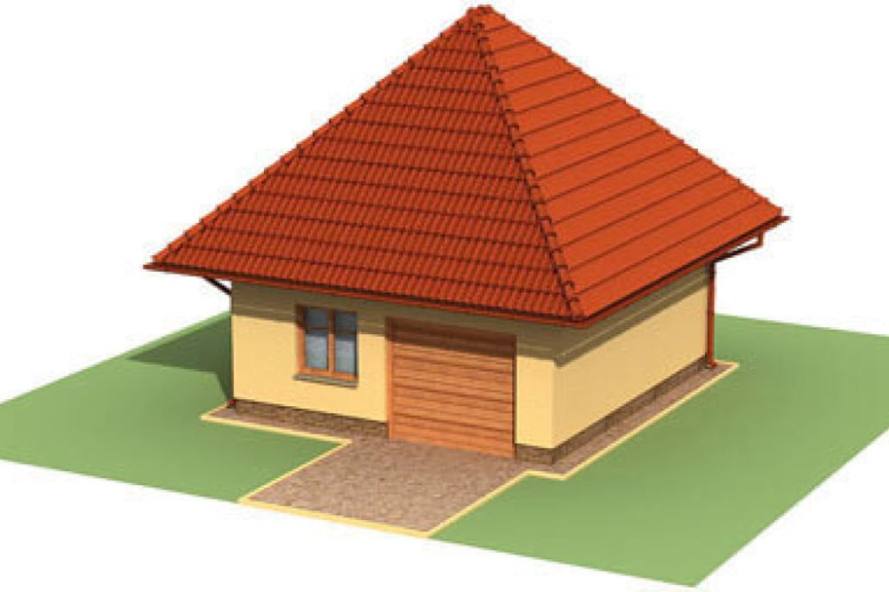 Projekt garażu jednostanowiskowego ZG-44, parterowy, bez podpiwniczenia - model