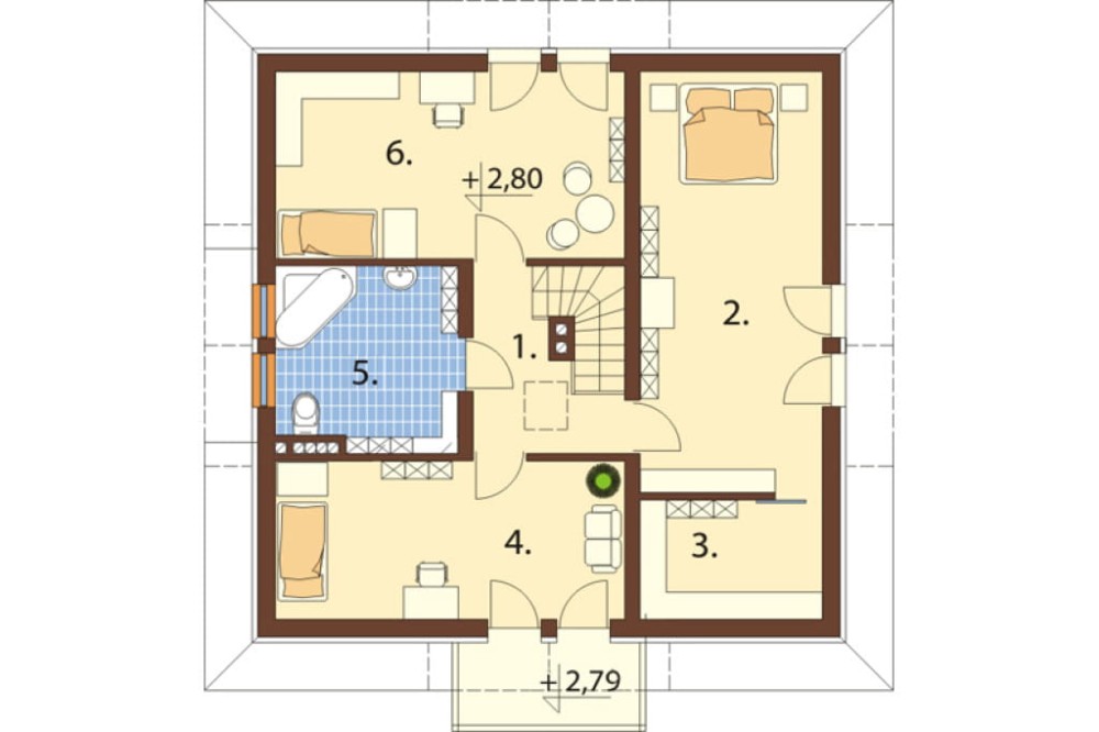 Projekt domu Piekary 2 L-6337, jednorodzinny, parterowy z poddaszem mieszkalnym, bez podpiwniczenia -rzut poddasza