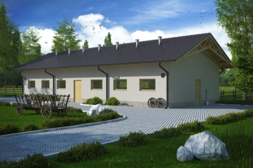 Projekt chlewni LZG-69, parterowy niepodpiwniczony, bez poddasza - kolorystyka wersja 2