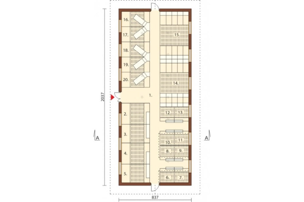 Projekt chlewni LZG-69, parterowy niepodpiwniczony, bez poddasza - rzut parteru