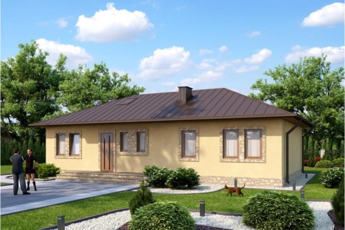 Projekt domu Rojków N L-6087 N, parterowy, bez podpiwniczenia - kolorystyka wersja 2