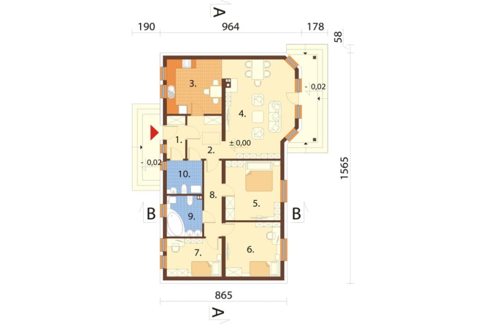 Projekt domu Rojków N L-6087 N, parterowy, bez podpiwniczenia - rzut parteru