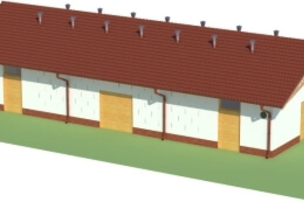 Projekt stajni LZG-73, parterowy, niepodpiwniczony, bez poddasza - model