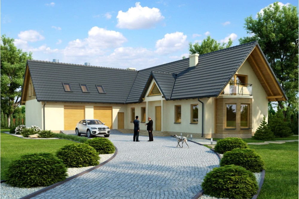Projekt domu Rozmarynów DM-6328, parterowy, z poddaszem niemieszkalnym, bez podpiwniczenia - kolorystyka wersja 1