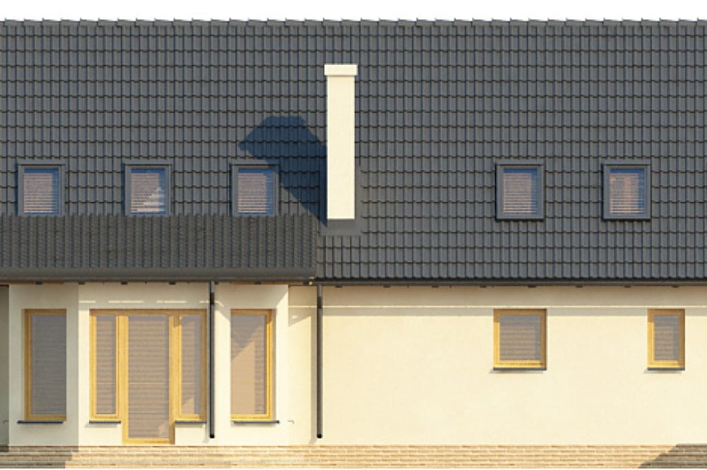 Projekt domu Rozmarynów DM-6328, parterowy, z poddaszem niemieszkalnym, bez podpiwniczenia - elewacja lewa