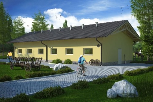 Projekt tuczarni LZG-70, parterowy, niepodpiwniczony, bez poddasza - kolorystyka wersja 1