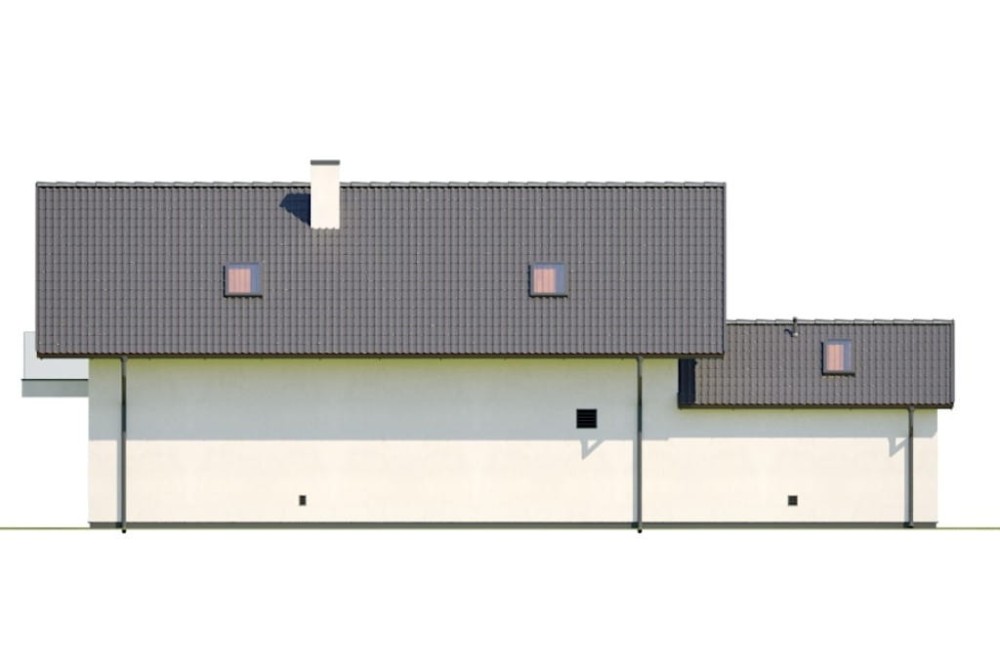 Projekt domu Aridus 2 L-6766, parterowy z poddaszem użytkowym, garażem jednostanowiskowym, bez piwnicy - elewacja lewa