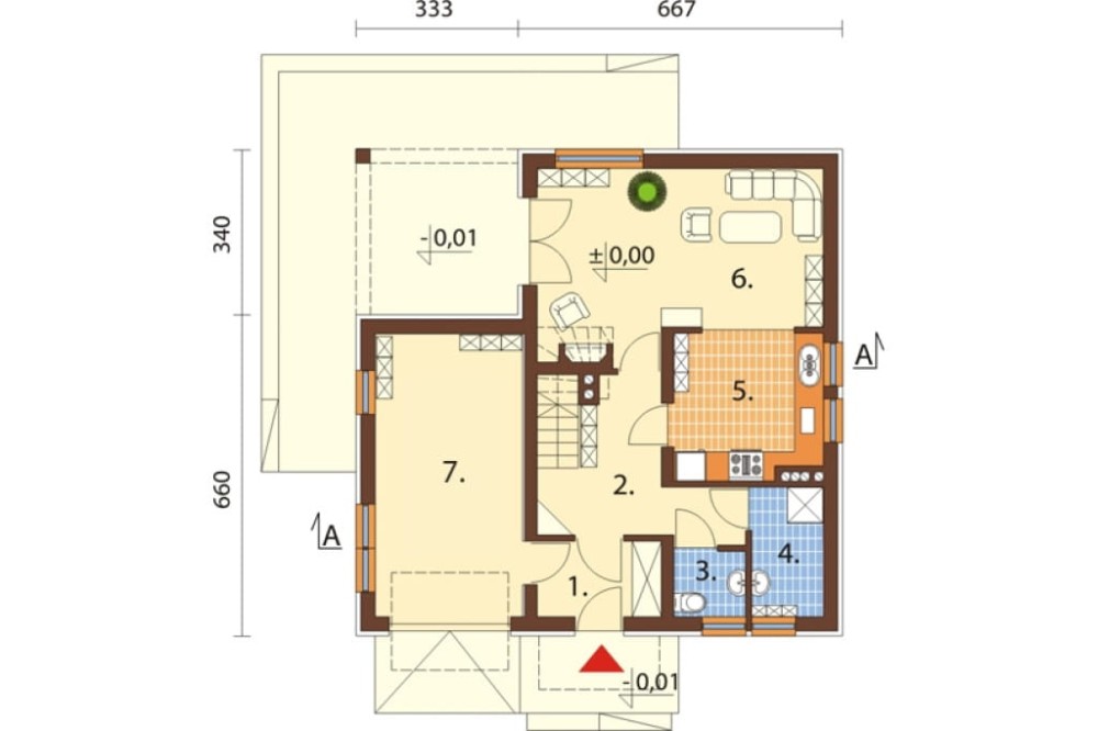 Projekt domu Piekary DM-6337, jednorodzinny, parterowy z poddaszem mieszkalnym, bez podpiwniczenia - rzut parteru