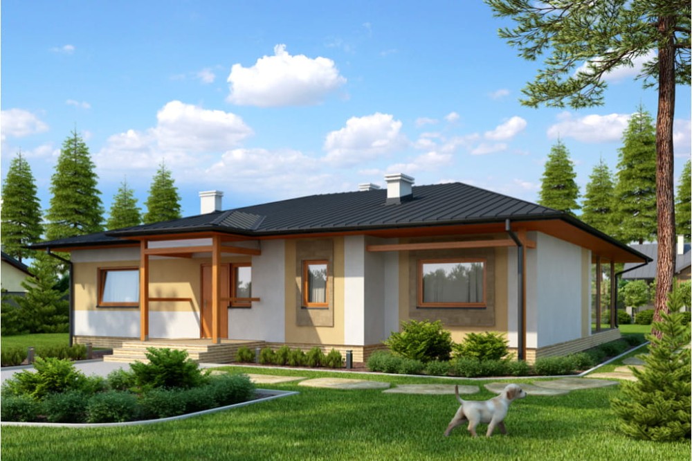Projekt domu Chraboty DM-6202, parterowy bez podpiwniczenia - kolorystyka wersja 3