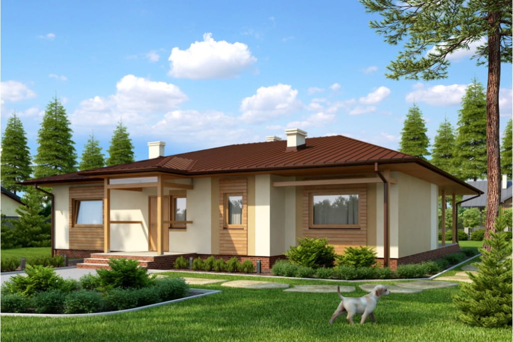 Projekt domu Chraboty DM-6202, parterowy bez podpiwniczenia - kolorystyka wersja 4