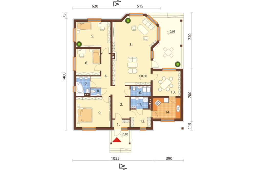 Projekt domu Chraboty DM-6202, parterowy bez podpiwniczenia - rzut parteru