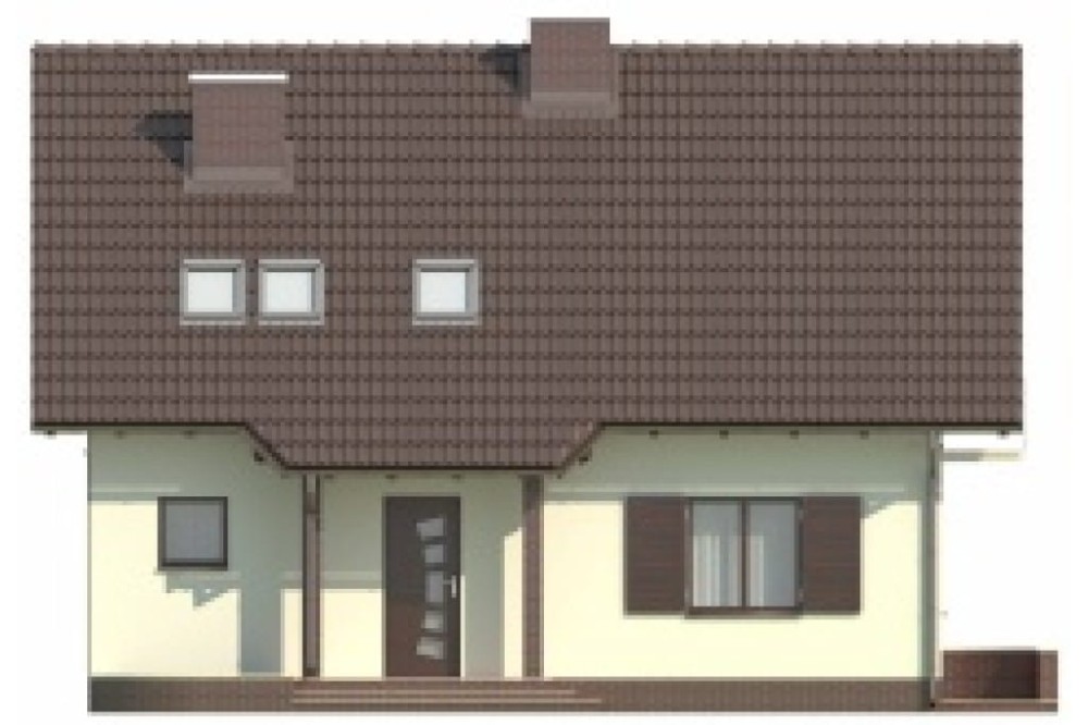 Projekt domu Racławice L-5573, parterowy z poddaszem mieszkalnym, bez podpiwniczenia - elewacja frontowa