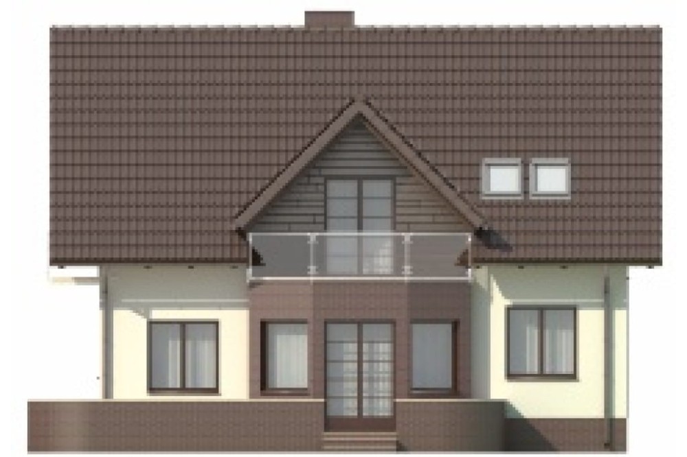 Projekt domu Racławice L-5573, parterowy z poddaszem mieszkalnym, bez podpiwniczenia -elewacja ogrodowa