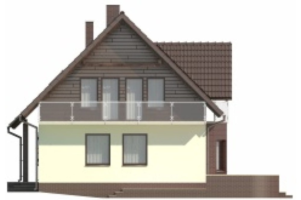 Projekt domu Racławice L-5573, parterowy z poddaszem mieszkalnym, bez podpiwniczenia - elewacja prawa