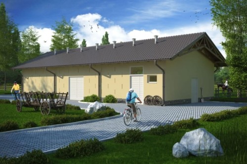 Projekt stajni LZG-72, parterowy, niepodpiwniczony - kolorystyka wersja 1