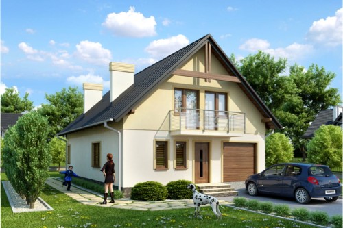 Projekt domu Sadowo L-6315, parterowy z poddaszem mieszkalnym, bez podpiwniczenia - kolorystyka wersja 1