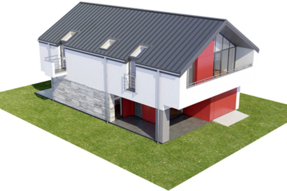 Projekt domu Wolin 2 L-6508, parterowy z użytkowym poddaszem, z garażem jednostanowiskowym, bez podpiwniczenia - model