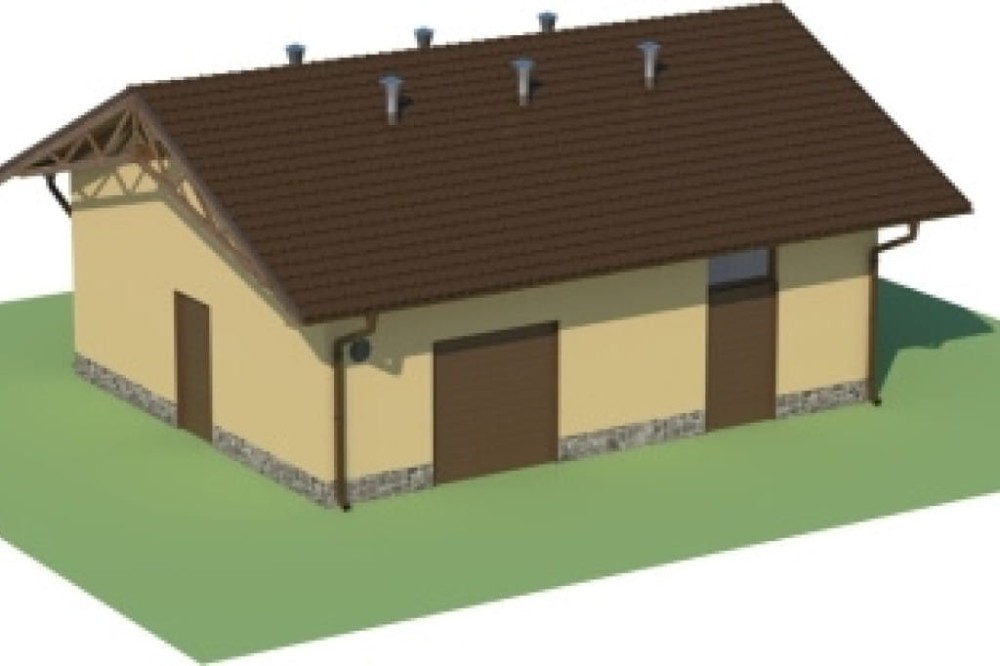 Projekt stajni LZG-67, parterowy, niepodpiwniczony, bez poddasza - model