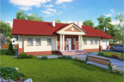 Projekt domu Walewice DM-6178, parterowy, bez podpiwniczenia z garażem - kolorystyka wersja 2
