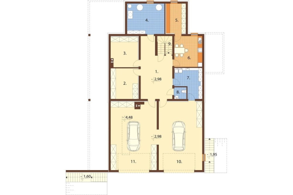Projekt domu Adix DM-6862, parterowy z poddaszem użytkowym, podpiwniczony, z garażem dwustanowiskowym – rzut piwnicy