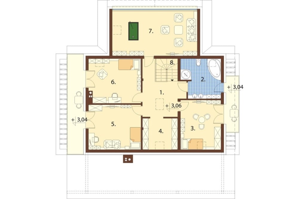 Projekt domu Adix DM-6862, parterowy z poddaszem użytkowym, podpiwniczony, z garażem dwustanowiskowym – rzut poddasza