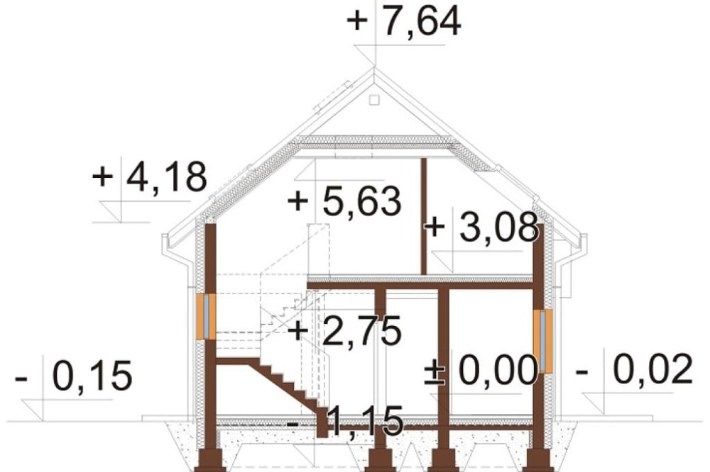 Projekt domu L-6813 - przekrój A-A