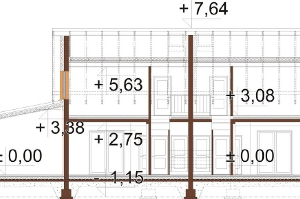 Projekt domu L-6813 - przekrój B-B