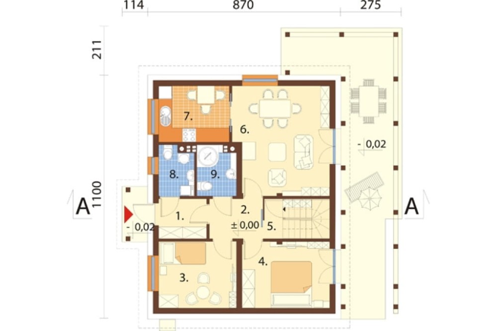 Projekt domu Prista 2 L-6822, parterowy z poddaszem mieszkalnym, bez podpiwniczenia  - rzut parteru
