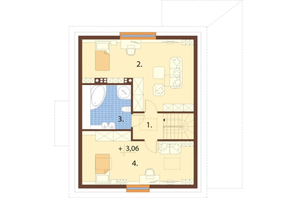 Projekt domu Prista 2 L-6822, parterowy z poddaszem mieszkalnym, bez podpiwniczenia  - rzut poddasza