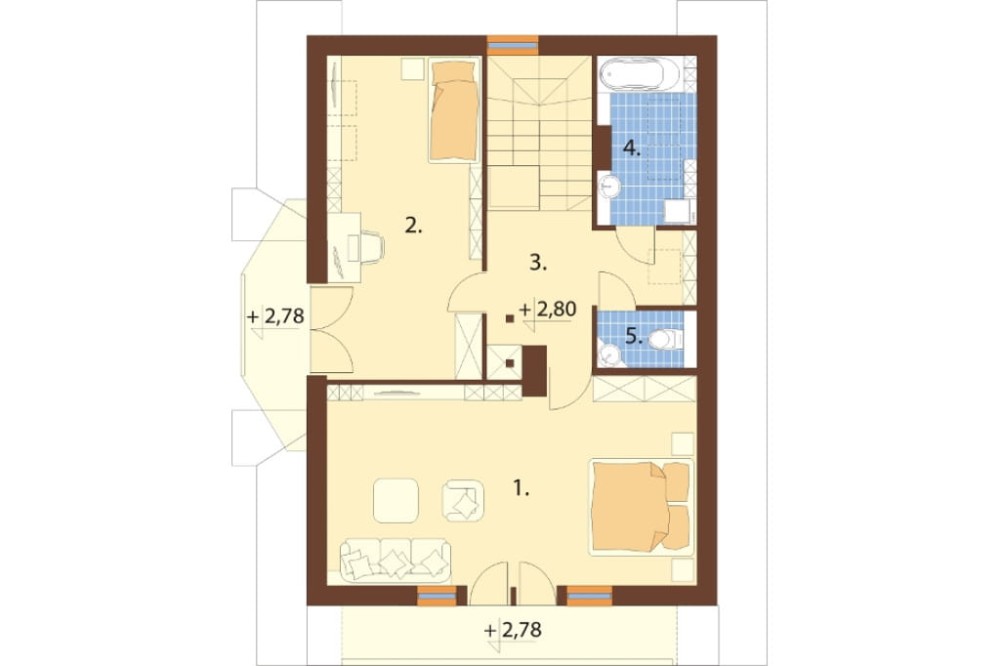 Projekt domu Dwerniczek N DM-5573 N, parterowy z poddaszem mieszkalnym, bez podpiwniczenia - rzut poddasza