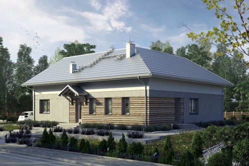 Projekt domu Rido 2 L-6751, parterowy, niepodpiwniczony, bez garażu - kolorystyka wersja 1
