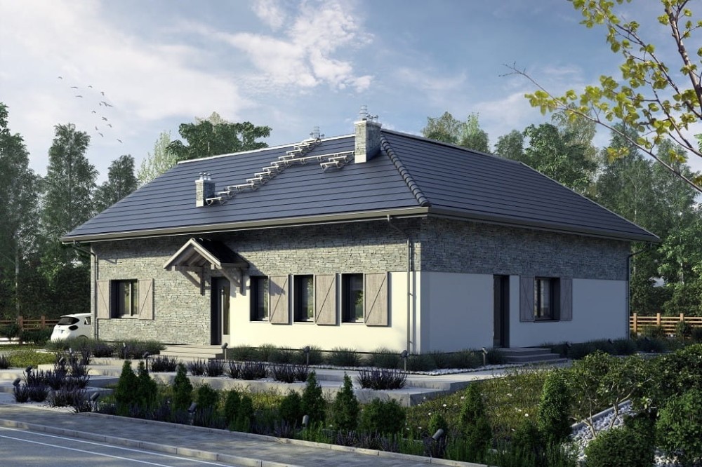 Projekt domu Rido 2 L-6751, parterowy, niepodpiwniczony, bez garażu - kolorystyka wersja 3