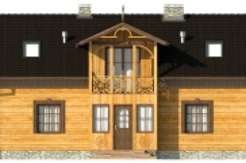 Projekt domu Krosna DM-6480, parterowy z poddaszem mieszkalnym, bez podpiwniczenia -elewacja frontowa