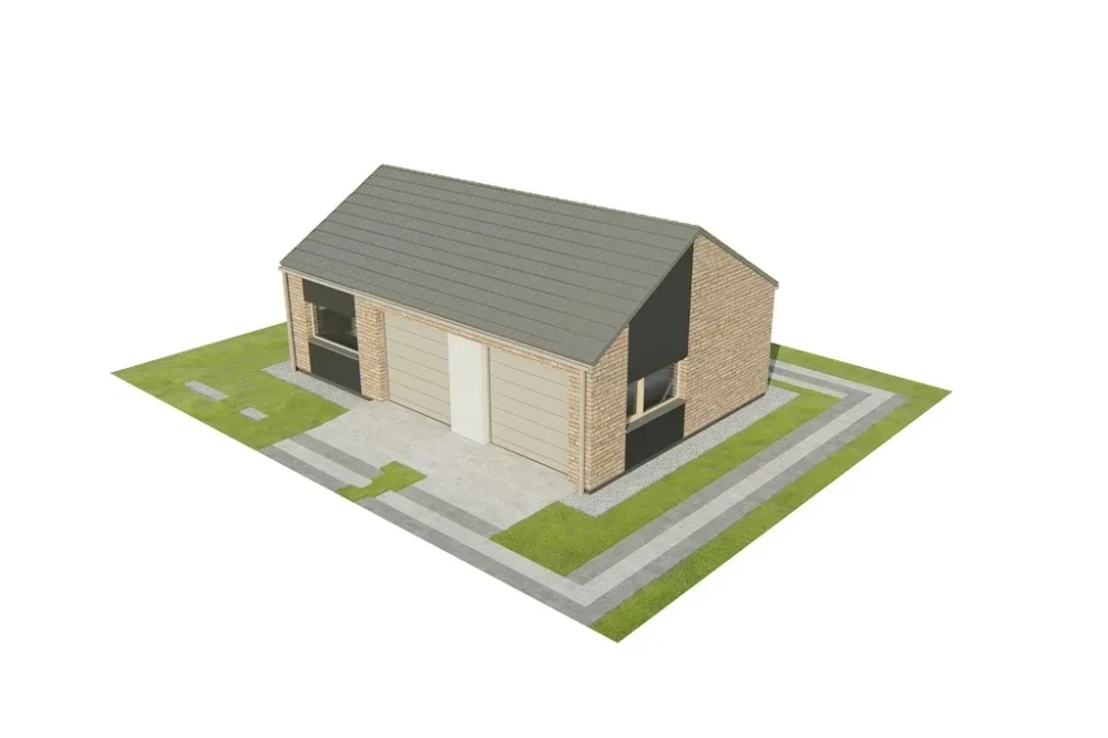 Projekt garażu dwustanowiskowego ZG-115, parterowy, niepodpiwniczony - model