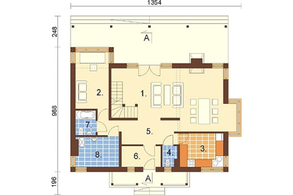 Projekt domu Kamieniec DM-6250, parterowy z poddaszem mieszkalnym, bez podpiwniczenia - rzut parteru