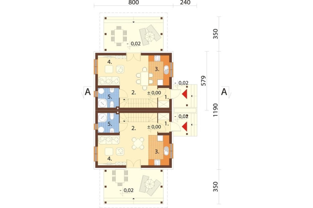 Projekt domu Hadia C DM-6684 C, parterowy z poddaszem użytkowym, w zabudowie bliźniaczej - rzut parteru